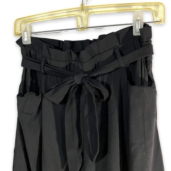 Zara TRF Collection Paperbag Tie Waist Trousers Pants, Black, Size Small - Picture 4 of 10